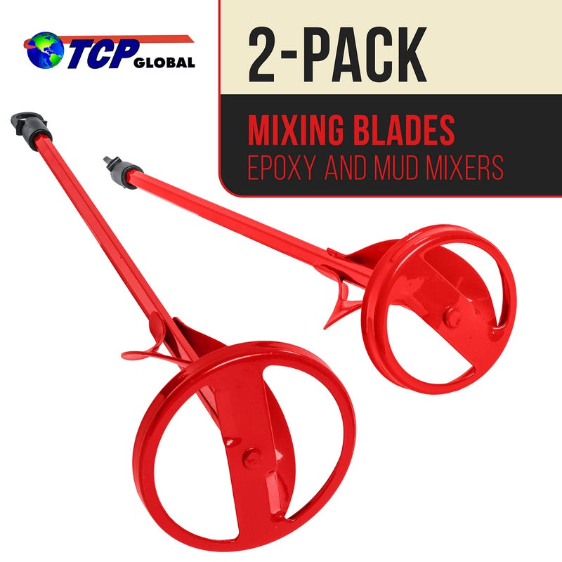 TCP Global Paint Mixer Attachment (Set of 2) - 15.5" & 14" Drill Paddle Mixer with 3/8" & 5/16" Hex Shafts for Mixing 1 to 5 Gallons of Paint, Epoxy Resin, Concrete, Drywall Mud, Mortar & More - Image 2